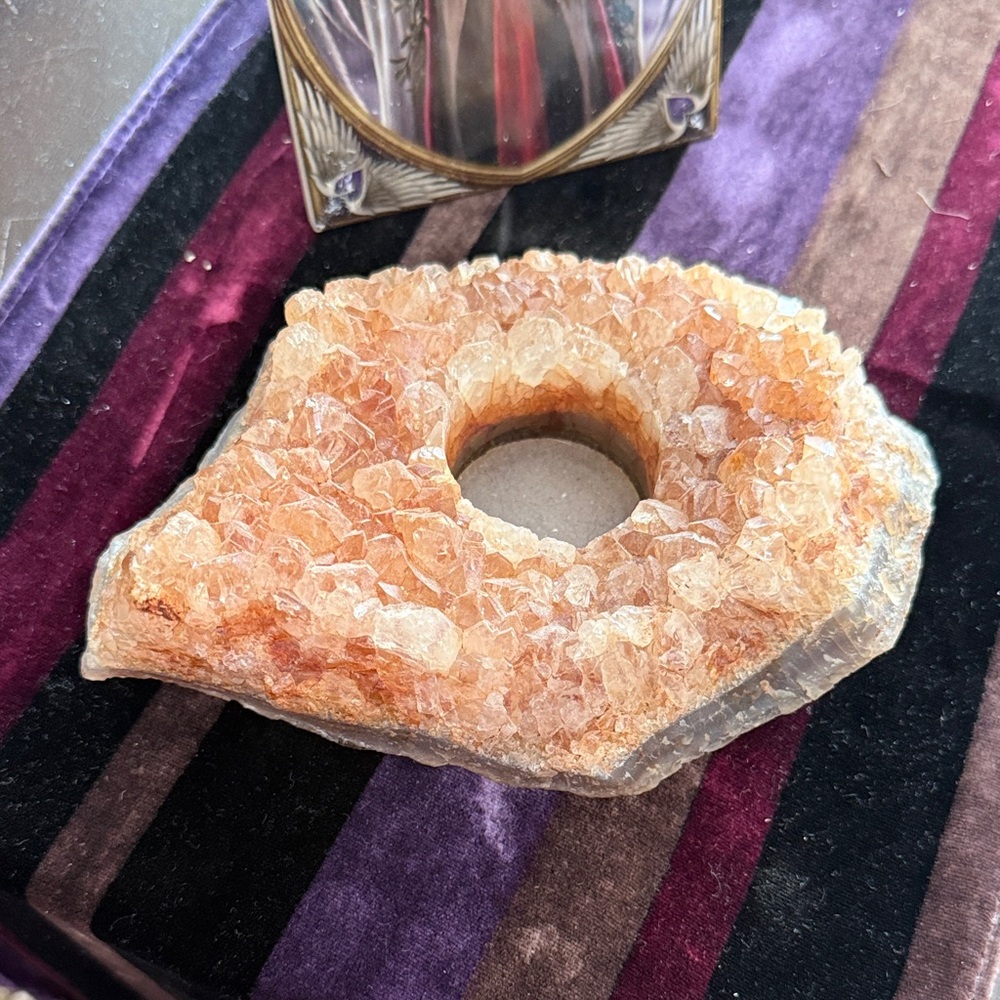 Orange Geode Crystal Candle Holder Paperweight
